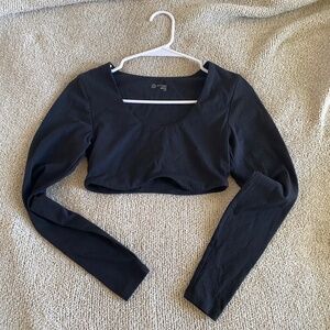 Aerie cropped black long-sleeve